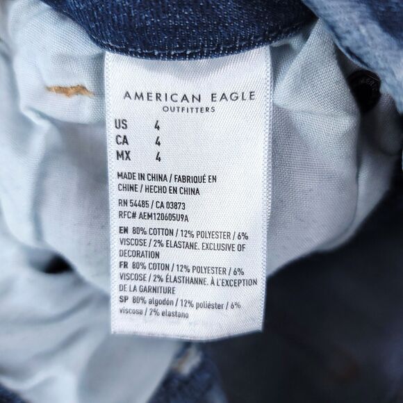 American Eagle Shorts Womens 4 Denim Curvy Next Level Stretch High Rise Shortie - Picture 4 of 9